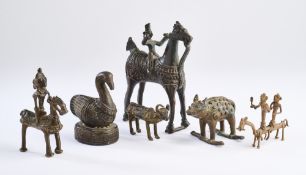 A GROUP OF BRONZE ANIMALS, INDIA, 19TH CENTURY