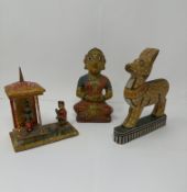 THREE PAINTED AND CARVED WOOD MODELS, INDIA, 20TH CENTURY
