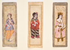 THREE QAJAR FIGURE STUDIES, PERSIA, CIRCA 19TH CENTURY