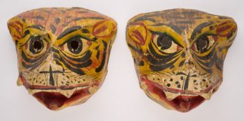 TWO PAPIER MACHE RITUAL MASKS, INDIA, 20TH CENTURY