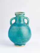 A KASHAN TURQUOISE GLAZED BOTTLE, PERSIA, 12TH/13TH CENTURY