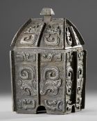 A SHANG DYNASTY BRONZE FANGYI VESSEL