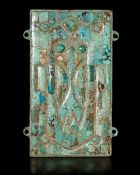 A TURQUOISE-INLAID PENDANT, SHANG DYNASTY