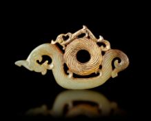 A GREEN JADE AND BRONZE PENDANT, CHINA, SONG DYNASTY (960–1279)