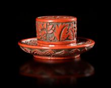 A RED LACQUER INK CONTAINER, CHINA, MING DYNASTY (1368-1644)
