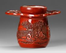 A RED LACQUER VESSEL, CHINA, QING DYNASTY (1644–1912)