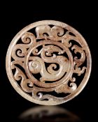 A DRAGON AND PHOENIX JADE BI, HAN DYNASTY (206 BC–220 AD)