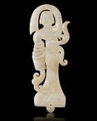 A CHINESE WHITE JADE OF A DANCER, WESTERN HAN DYNASTY (206 BC–9 AD)