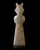 A HORNED JADE STANDING FIGURE, CHINA, WARRING STATES (475–221 BC)