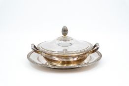 A French Christofle Malmaison silver-plated covered tureen and underplate