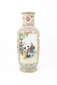 A Chinese republic Famille rose two-side decorated porcelain vase with a figural scene