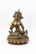 A 20th century large Tibetan and decorated bronze Buddha Vajrasattva