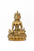 A large and Tibetan decorated bronze Buddha figure of Amitayus