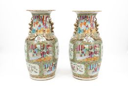 A lot of two Chinese Canton decorated porcelain vases
