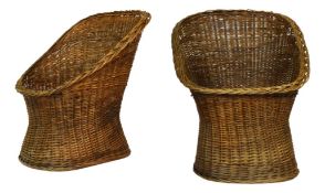 Set von Nordic Barrel Armlehnstühlen aus Woven Rush, 1970