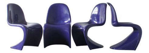 Lila Panton Stühle von Verner Panton, 4 . Set