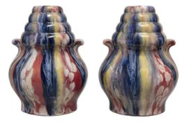 Glasierte Keramikvasen von Elgé, Frankreich, 1950, 2er Set