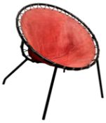 Balloon Sessel aus Rotem Wildleder & Metall von Hans Olsen