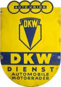 Emailschild DKW Autounion, Automobile und Motorräder um 1930 (3)