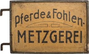 Blechschild Pferde & Fohlen-Metzgerei, Jugendstil, um 1900 (2)