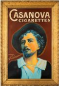 Plakat Casanova Cigaretten im originalen Stuckrahmen, Dresden um 1920 (A+)