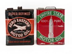 Zwei Öldosen Empire State, Aero Eastern, Motor Oil, Indianapolis, Portland, USA um 1930 (2)