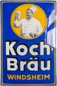 Emailschild Koch-Bräu Windsheim, Traumglanz! Bad Windsheim um 1930 (1)