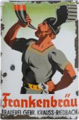 Emailschild Frankenbräu Gebrüder Krauss, Reidbach um 1930 (3+)