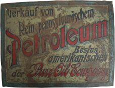 Blechschild rein Pennsylvanisches Petroleum, Deutschland um 1900 (4)