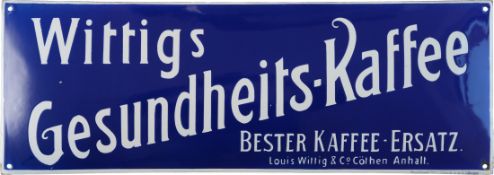 Emailschild Wittigs Gesundheits-Kaffee, Traumzustand, Köthen um 1910 (1+)