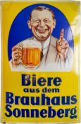 Emailschild Biere aus dem Brauhaus Sonneberg um 1930 (3+)