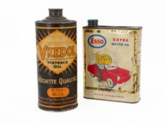 Zwei Öldosen Veedol Motoren Oel, Esso, Hamburg, um 1950 und 1930 (1-)