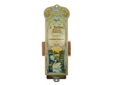 Jugendstil Zündholzspender J. Seifert Colonialwaren, Meiningen, um 1900 (1+)
