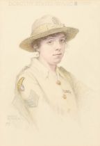 Eugenie Richards (1873-1941) British. Portrait of Dorothy Revell WAAC, No.576, Pencil and coloured