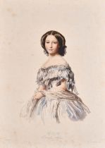 Franz Xaver Winterhalter (1805-1873) German. "HRH Princess Alice, 1857", Hand coloured lithograph