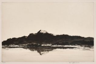 William Renison (1866-1940) British. A Highland View, Etching, Signed and numbered 24/75 in