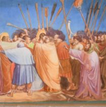 Hubert Arthur Finney (1905-1991) British. "The Kiss of Judas", after Giotto, Watercolour, Signed,