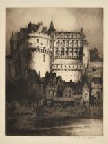 Andrew Fairburn Affleck (1874-1935) British. "Chateau d'Amboise", Etching, Signed in pencil, and