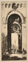Sidney Tushingham (1884-1968) British. "Porto Romano, Siena", Etching, Signed in pencil, and