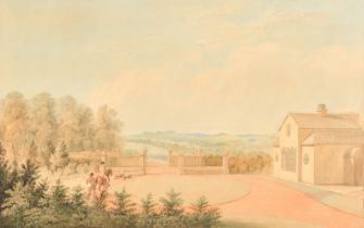 19th Century English School. "Octon Lodge, Near Sledmere, in Yorkshire", Watercolour, Inscribed on