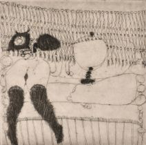 Marco Richterich (1929-1997) Swiss. "Le Telephone", Drypoint, Etching, Signed, inscribed, 'A' and