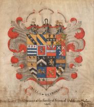 Henry Whitear (18th-19th Century) British. A Hatchment of The Ferrers Family, Watercolour and ink on
