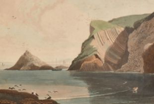 William Daniell (1769-1837) British. "Clam-Shell Cave, Staffa, Iona in the distance", Engraving, 6.