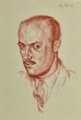 Eric Peter Gill (1914-2009) British. Bust Portrait of a Man, Red ink, Signed and dated '43, unframed