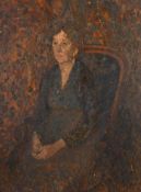 Lionel Bulmer (1919-1992) British. Seated Lady, Oil on board, unframed 21
