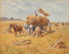 Florence Travers (19th-20th Century) British. 'Harvesting, Loading the Cart', Watercolour, Signed