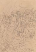 J Berger (19th Century) European. Napoleon on Horseback, Ink, Signed and dated 842, 8.75