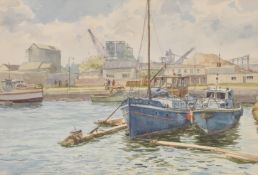 Edward Ashton Cannell (1927-1994) British. A Harbour Scene, Watercolour, Signed in pencil, 13.75