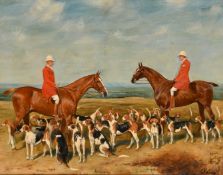 George Paice (1854-1925) British. Huntsman, with named hounds, Oil on canvas, Signed and dated '