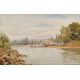 Lewis Pinhorn Wood (1848-1918) British. "On the Thames near Mortlake", Watercolour, Signed and dated - Image 1 of 5